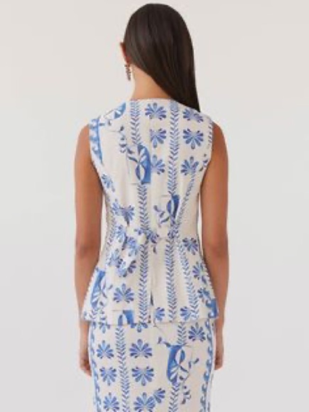 Peppermayo SET White Blue Floral Print Vest WITH Short Skirt - Picture 2 of 9